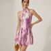 Elegant Women's Halter Neck A-Line Midi Dress Breathable Polyester Blend Floral Gradient Print Sleeveless Summer Casual Dress_ecoleips.com