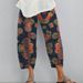 Women's Printed Linen-Cotton Pants – Loose Fit Casual Cropped Trousers With Pockets (S-5XL) – Artistic Floral/Abstract Patterns_ecoleips.com