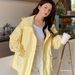 Yellow High-end Trench Coat New Korean-style Loose And Versatile Casual Hooded Work Jacket For Women, Spring_ecoleips.com