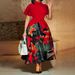 Women's Clothing Women's Plus Size Dress Elegant Lapel Ruffle Sleeve Full Skirt Style Summer Fashionable For Formal & Casual For Women_ecoleips.com