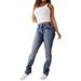 2025 Spring/Summer New Women's Double-Button Mid-Waist Straight-Leg Slim-Fit Elegant Jeans_ecoleips.com