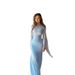 Women's Clothing Summer Spliced Organza Long Satin Slim Dress With Large Swing Sleeves_ecoleips.com