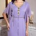Ba3072-1 Lilac Purple Bell-Sleeve Hand-Stitched Rhinestone Side Women's Dress_ecoleips.com