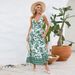 Sexy V-neck Slim Fit Elegant 2024 Summer European And American Women's Floral Vintage Print Long Dress Fashionable_ecoleips.com