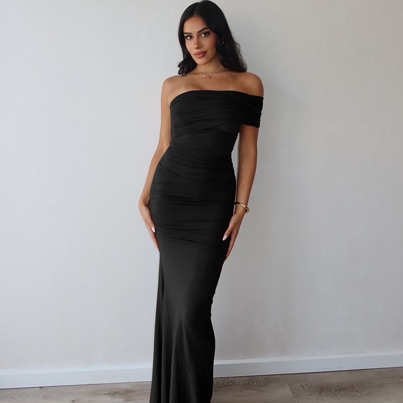 European American Best-Selling Women's Clothing 2025 Summer New Sexy And Elegant Backless Slit Slim Dress Women,_ecoleips.com