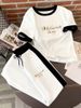 Men's Summer Letter Print Short Sleeve T-Shirt & Drawstring Pants Set - Lightweight Polyester Casual Outfit For Streetwear & Travel (Black, White)_ecoleips.com