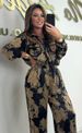 Women's Clothing Fashion Two Piece Set Printed Loose Fitting Shirt Wide Leg Pants_ecoleips.com