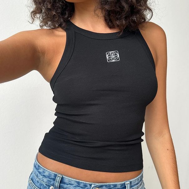 2025 New Fashion Y2K Spring And Summer Pattern Embroidery Slim Fit Personality Female Thread Pullover Vest_ecoleips.com