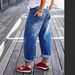 Women's Stretch Denim Jeans Mid-Rise Ankle-Length Cropped Style with Rolled-Up Cuffs Stitched Pockets European American Design_ecoleips.com