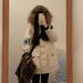girl Girl Girl Large Fur Collar Parka Jacket For Women 2025 Winter New Hooded Coat Loose Thickened Workwear Cotton Clothing_ecoleips.com