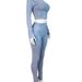 Women's Casual Clothing Set Cotton Thread Washed Distressed Tight Fit For Autumn Winter_ecoleips.com
