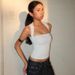 Foreign Trade 2025 Summer New Solid Color Square Neck Sleeveless Tank Ruched Tight Top T-Shirt Wholesale_ecoleips.com