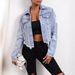 Women’s Clothing Casual loose ripped long sleeved short denim jacket_ecoleips.com