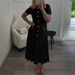 Voya Women's European And American Simple Elegant Style Button Short Sleeve Long Dress Women's Clothing Autumn_ecoleips.com