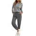Women's Long Sleeve Round Neck Top And Pants Set - Striped Autumn Two-Piece Outfit_ecoleips.com