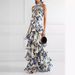 Women's Clothing Holiday Style Strappy Lolita Big Swing Skirt Printed Long Dress_ecoleips.com