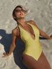Women's Clothing Nylon Shiny One Piece Swimsuit Deep V Halter Neck Swimsuit Bikini_ecoleips.com