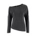Aria Basics Aria Basics European And American Sexy Off-shoulder Irregular Neck Fashion Knitted Women's T-shirt, 2025 Spring-summer New Solid_ecoleips.com