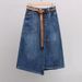 Women's Clothing Summer irregular A line slim skirt spring and summer high end elastic waist versatile denim skirt women's mid length skirt_ecoleips.com