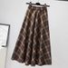 New Plaid Skirt Women's Retro Large Size Medium And Long A-shaped Skirt Large Swing Skirt High Waist And Thin Long Skirt_ecoleips.com
