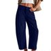 K New Women's High Waisted Casual Pants Solid Color Loose Straight Leg Pants_ecoleips.com