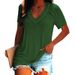 Women's Clothing Hot Sale Trend V Neck Solid Color Women's T Shirt Tops_ecoleips.com