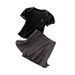 Women's Summer New Fashion Sports Leisure Suit Western Style Slim Round Neck Short Sleeved Top Pleated Pants Skirt Two Piece Suit_ecoleips.com