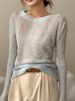K Soft Nuo Sweater Hollow Knitted Sweater Premium Loose Top Round Neck Hoodie Fashion Single Item Sunscreen_ecoleips.com