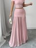 Women's Clothing Summer New Arrival Women's Elegant Solid Color Pleated Long Skirt_ecoleips.com