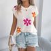 2026 Spring Summer Floral Casual Loose Batwing Sleeve Knitted Top Vacation Blouse Cross-Border Women's Fashion_ecoleips.com