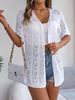 K Hollow Out Short Sleeved Knitted Cardigan Vacation Sun Protection Shirt Women's Clothing_ecoleips.com