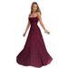 Cross-Border European And American Women's New Fashion Versatile Hot Girl Style Wine Red Sexy Strap Dress_ecoleips.com
