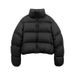 Brown Short Down For Women Winter 2024 New High-Waisted Stand Collar Puffer Jacket European Style Coat_ecoleips.com