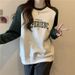 color-blocked Raglan Long-sleeve Hoodless Sweatshirt Women, Spring And Autumn Thin 2022, Loose Fit,_ecoleips.com