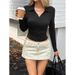 Hot Girl Solid-Color Long-Sleeve Shirt, Women's T-Shirt, Autumn/Winter Wholesale Tops_ecoleips.com