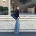 Women's Retro Playful Waistless Design Loose Wide Leg Jeans A-Line Korean Style Regular Fit Solid Color For Autumn Winter_ecoleips.com