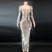 Women's Sparkling Purple Sequined Dress Long Gown With Long Sleeves For Cocktail Evening Wear_ecoleips.com