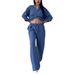 Women's Casual Cotton Linen Shirt Wide Leg Pants Set Solid Color Drawstring_ecoleips.com