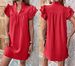 Women's Summer Fashion V Neck Pullover Dress Multi Layered Ruffle Sleeve Versatile Elegant European American Style New_ecoleips.com