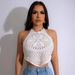 Women's Clothing Strap Halter Neck Crocheted Hollow Vacation Beach Top_ecoleips.com