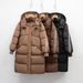 Women's Winter New Fashion Korean Version Medium And Long Coffee Color Retro White Duck Down Jacket Hooded And Thickened_ecoleips.com