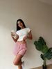 Casual Style, Women's Pink And White Striped Button-up Elastic Waist Loose Wide-leg Home Shorts, New In Summer_ecoleips.com