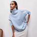 Oversized Soft Mock Neck Sweater – Cozy Dropped Shoulder Pullover In 12 Trendy Macaron Colors, Lightweight Viscose Blend_ecoleips.com