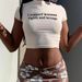 INS European And American T-Shirt For Women Trendy Summer Slim Fit Versatile Hot Girl Slogan Print Round Neck Short_ecoleips.com