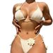 Sexy Striped Solid Color Bikini Two Piece Swimsuit with Laces New Style Exclusive Women's Clothing Swimwear_ecoleips.com