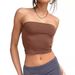 Women's Clothing Slim Tube Top Shirt Off Shoulder Casual Vest Backless Sleeveless Outing Top_ecoleips.com