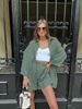 Women's Clothing Casual Temperament Solid Color Cardigan Button Down Top Fashion Shorts Two Piece Set_ecoleips.com
