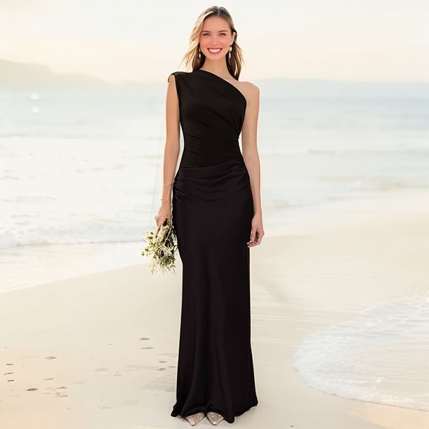 New Solid Color Off-Shoulder Sleeveless Backless Skirt Dress_ecoleips.com