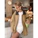 Vintage Khaki Flared Collar Trench Coat For Women, Autumn/Winter French-Inspired Design With Bold Color Contrast, Medium_ecoleips.com
