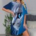 3d Print Short Sleeve Nightdress, Women's Casual Round Neck Sleepshirt Dress, Soft Milk Silk Lounge & Sleepwear_ecoleips.com